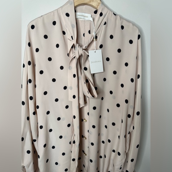 NWT ZIMMERMANN Batwing Polka Dot-Print Shirt $595 AU 0/ Small - Picture 7 of 12